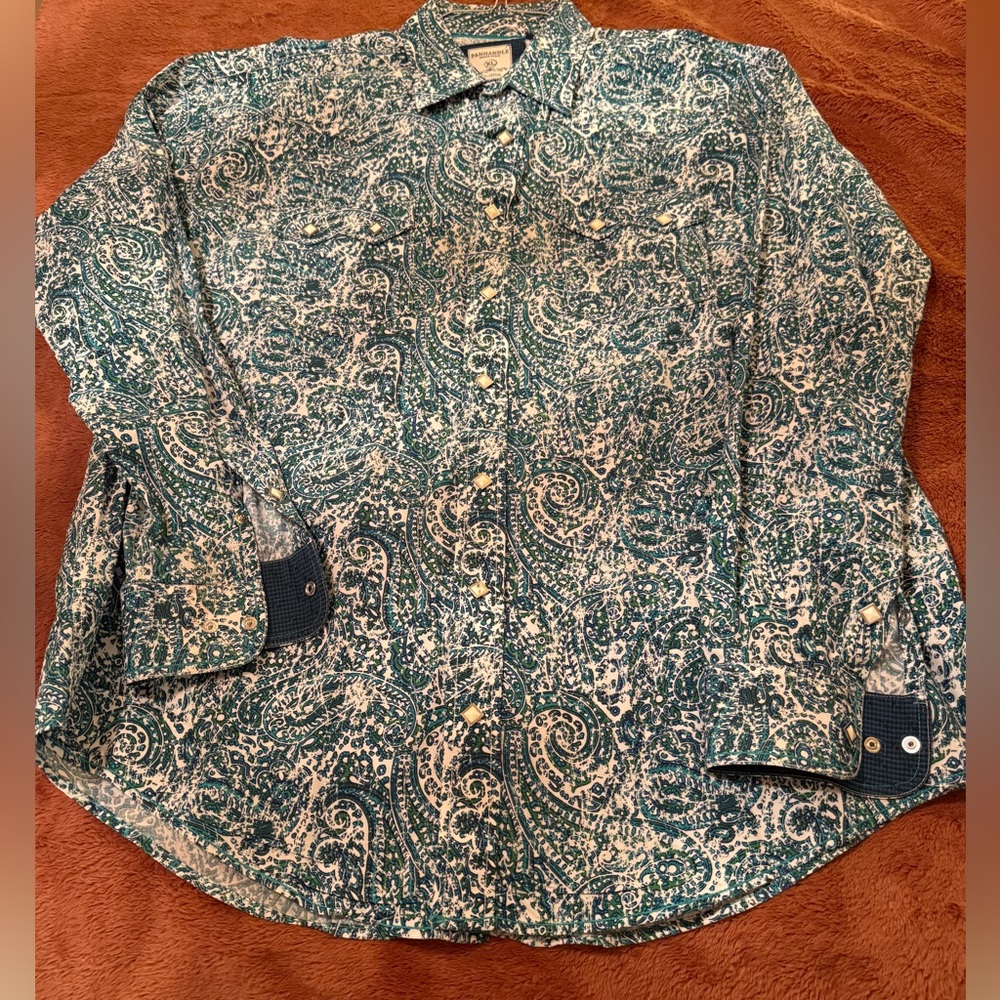Panhandle Slim Teal Paisley Button Down Shirt